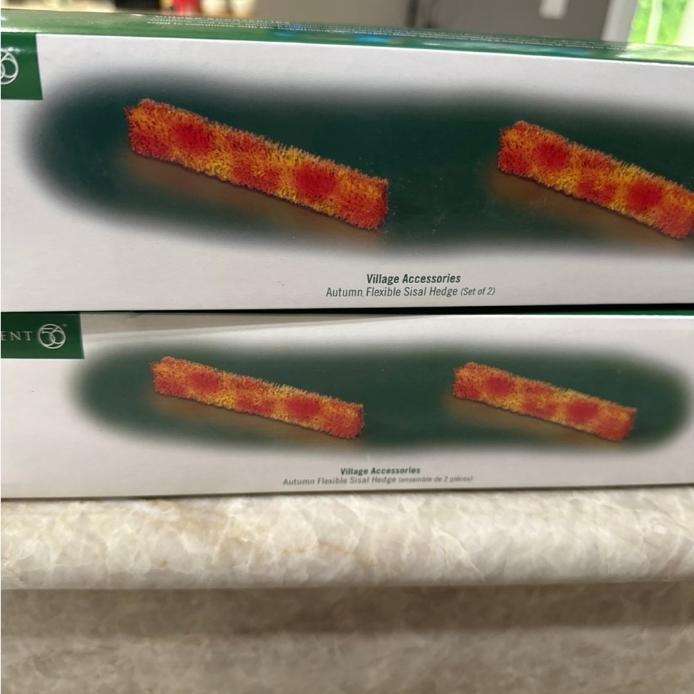Dept 56 Autumn Flexible Sisal Hedge Set - Red and Orange X 2